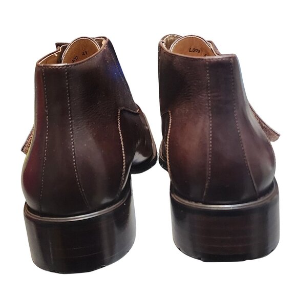 NWOB J.M Matavelli Brown Leather Square Toe Ankle Boots Strap Clos. US Size 10.5 - Picture 5 of 9